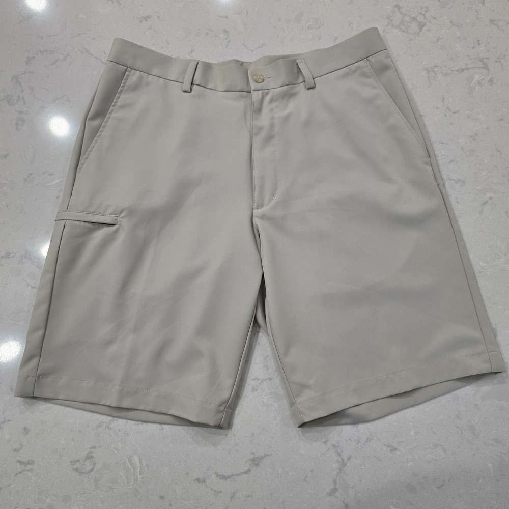 Grand Slam Performance Mens Golf Shorts Stone Beige Size 34 Flat Front Active